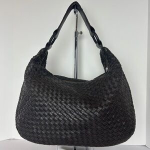 Hand Woven Genuine Leather Handbag Women's Brown Lined Hobo Shoulder Bag